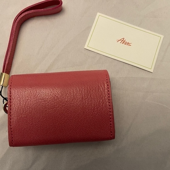 Abas Pink Leather with Gold Studs Wristlet